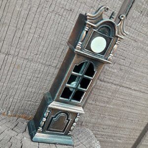 Mini Dollhouse Clock Cast Iron Pencil Sharpener Vintage Grandfather Clock